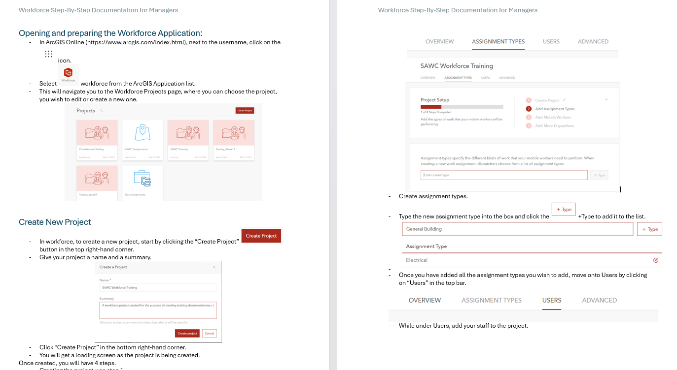 ArcGIS Workforce Training Documentation