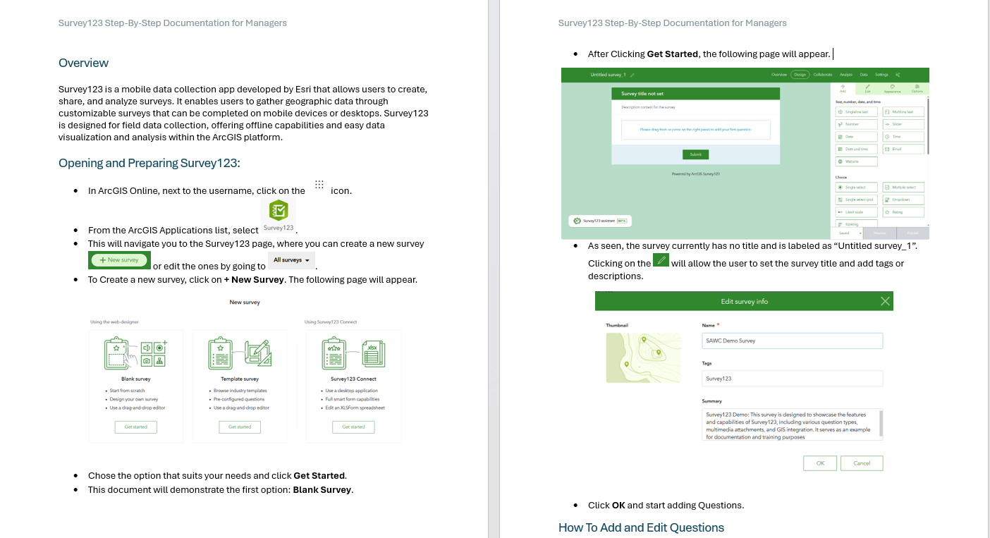 ArcGIS Survey123 Training Documentation